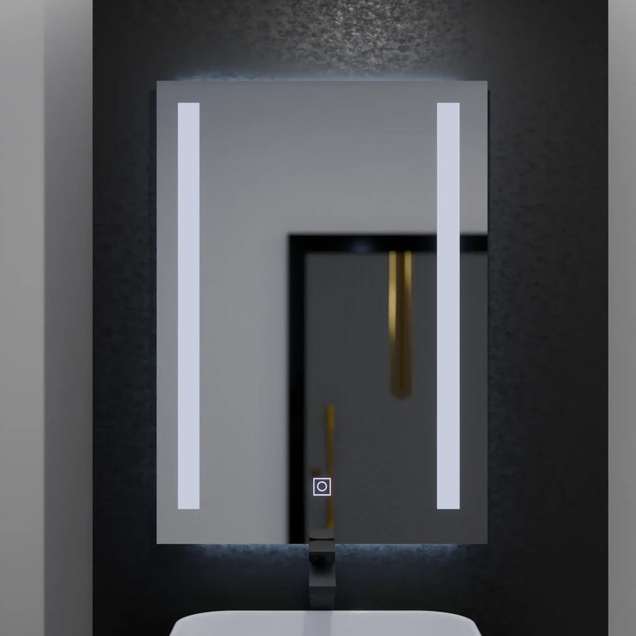 Miroir LED rectangulaire, 50x70cm, Dual Light Basic Touch