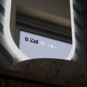 Miroir LED ovale, 50x100 cm, capteur Lucia Marcello, système antibuée, horloge et thermomètre, intensité variable