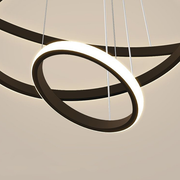 Lustre suspendu LED RICCI 25W, 2 Cercles, Lumière Froid/Chaud/Neutre, Noir, Hauteur Réglable