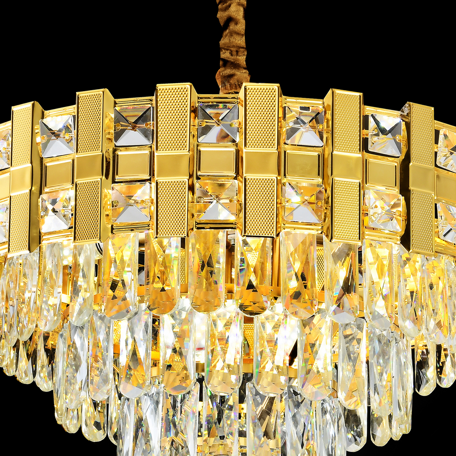 Lustre en cristal BRAN Eleganza 8xE14, diamètre 50 cm, or brillant, hauteur réglable