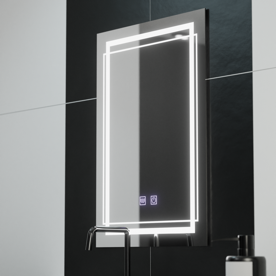 Miroir LED rectangulaire, 50x70cm, KOVEN Touch, système anti-buée, intensité variable