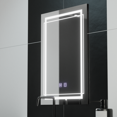 Miroir LED rectangulaire, 60x80cm, KOVEN Touch, système anti-buée, intensité variable