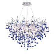 Lustre en cristal CC335/400CH, 4x G9, chrome et cristaux bleus, 40 cm, hauteur réglable