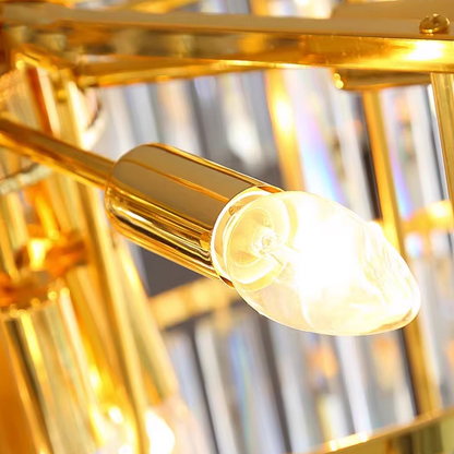 TOPKAPI Nobile Lustre en cristal 6xE14, diamètre 40 cm, or brillant, hauteur réglable