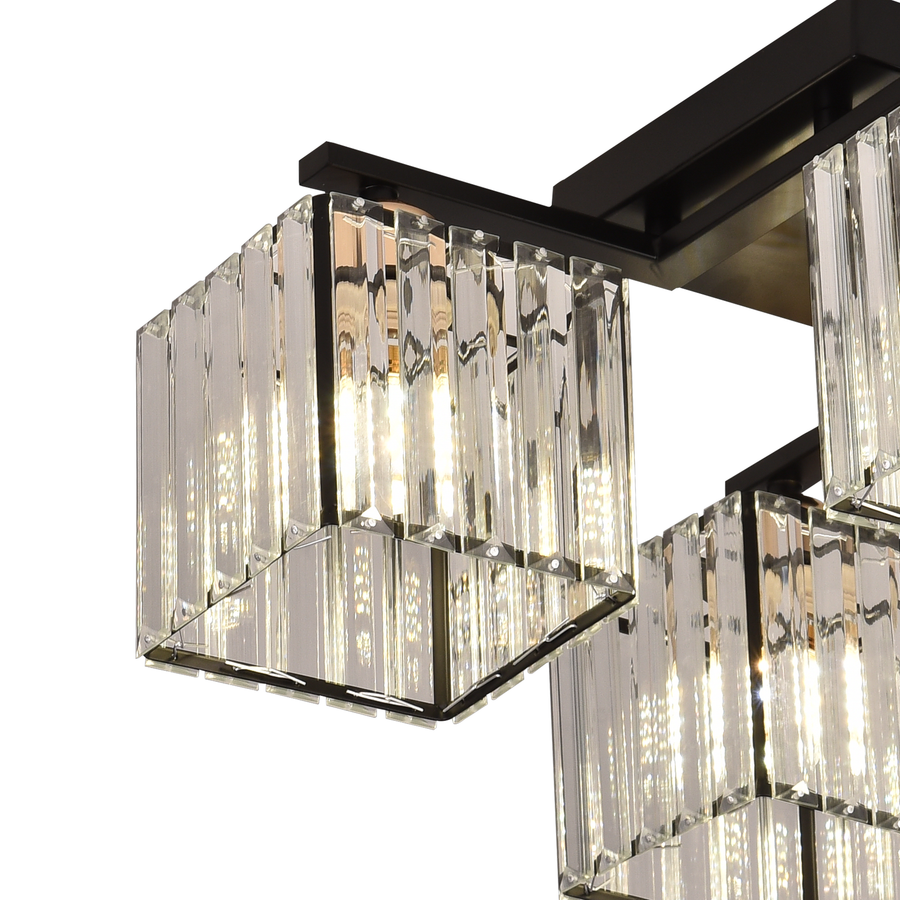 Lustre géorgien, LC111/4BK, 4x E27, Noir, Métal