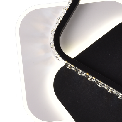 Lustre LED en cristal PRISMIQ 39W, 3 carrés, Lumière froide/chaude/neutre, Noir