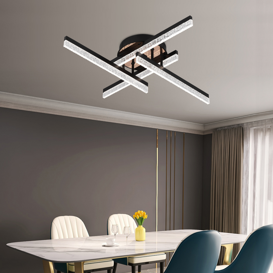 Lustre LED avec télécommande LT179/4BK, 34W, 4 éléments, lumière froide/chaude/neutre, variable, noir