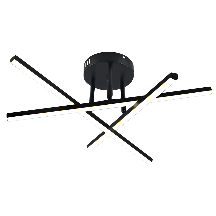 Lustre LED avec télécommande 41W, 3 éléments, Linéaire, Lumière Froide/Chaude/Neutre, Dimmable, Noir