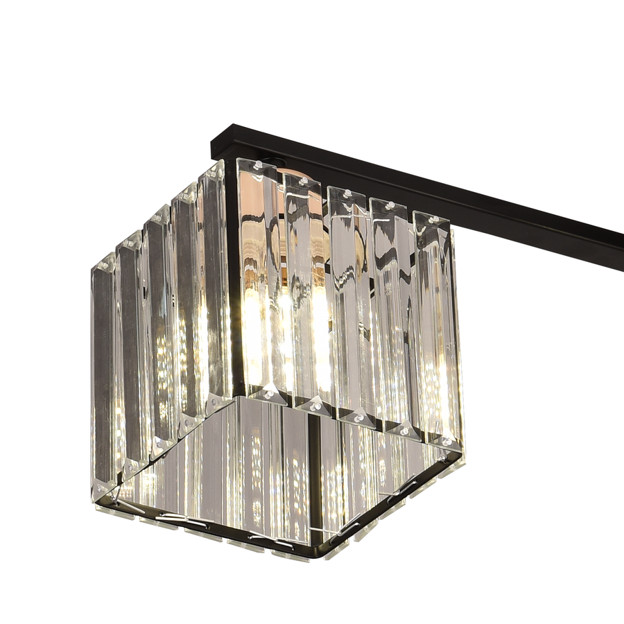 Lustre géorgien moderne classique, LC111/6BK, 6x E27, noir, métal et verre