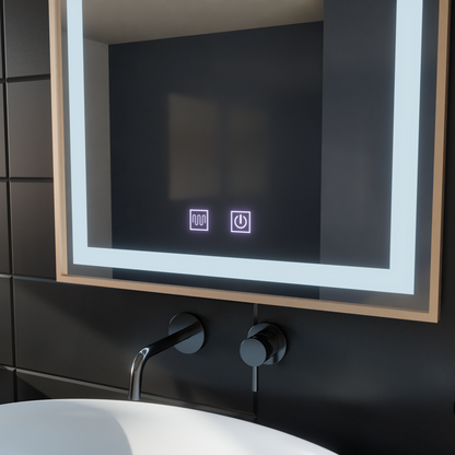Miroir LED Touch Kariri, 60x80 cm, fonction anti-buée, cadre brossé Or Rose