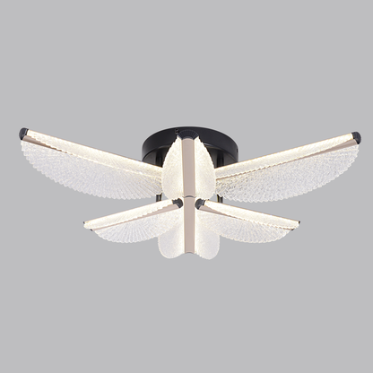 Lustre LED avec télécommande TULLIO 67W, 6 pétales, lumière froide/chaude/neutre, variable, noir