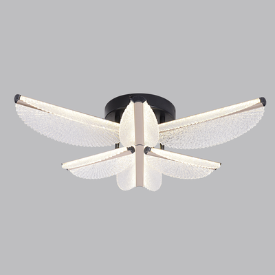 Lustre LED avec télécommande TULLIO 67W, 6 pétales, lumière froide/chaude/neutre, variable, noir