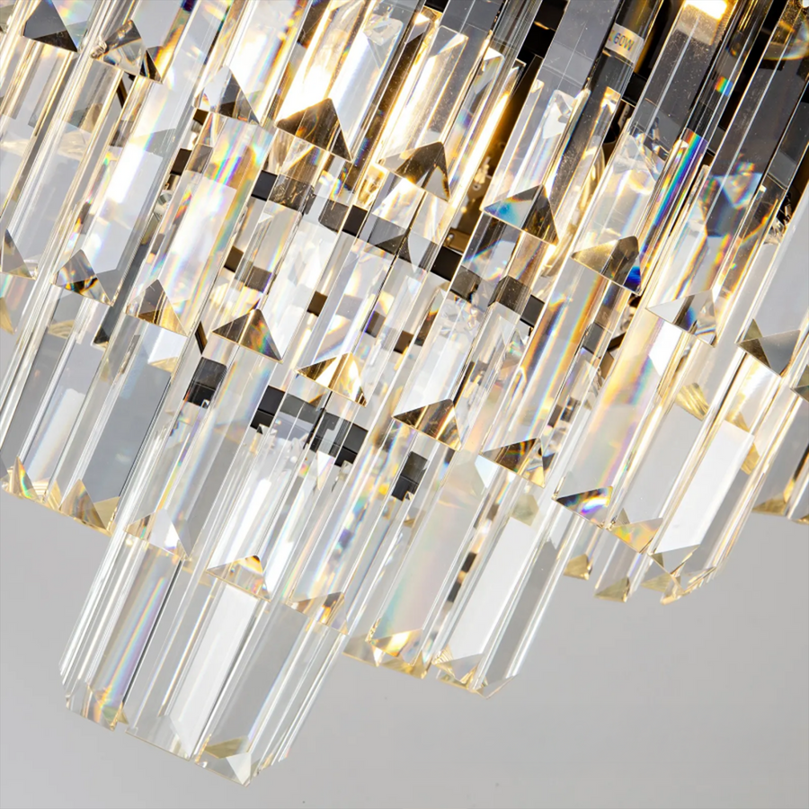 BLOIS Nobile Lustre Cristal 4xE14, Diamètre 40cm, Noir, Hauteur Réglable