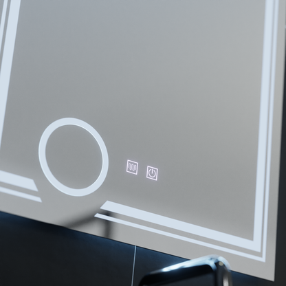 Miroir LED rectangulaire, 60x80cm, CANTO Touch, système anti-buée, intensité variable