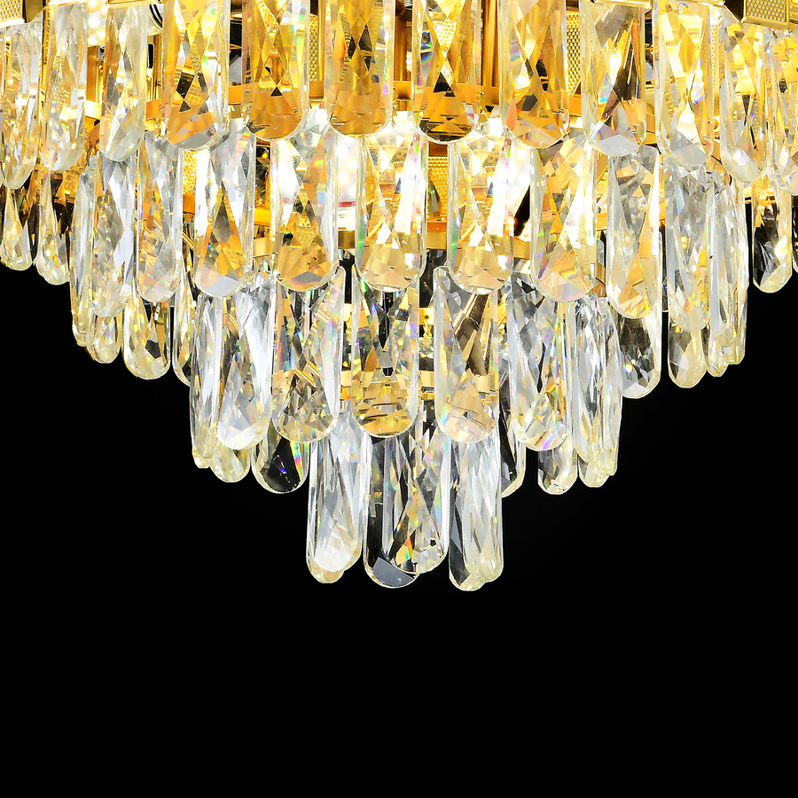 Lustre en cristal BRAN Mango 8xE14, diamètre 60cm, or brillant, hauteur réglable