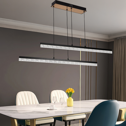Lustre LED suspendu en acrylique LT181/2BK, 37W, lumière 3000/4000/6000K, noir, hauteur réglable