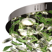 Lustre LED en cristal LLC211/550GN rond, 30 W, lumière froide/chaude/neutre, cristaux verts, chrome brillant