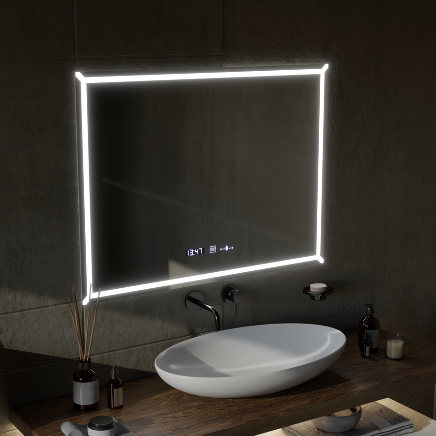 Miroir LED rectangulaire, 80x60cm, VillayTouch Marcello, système anti-buée, intensité variable