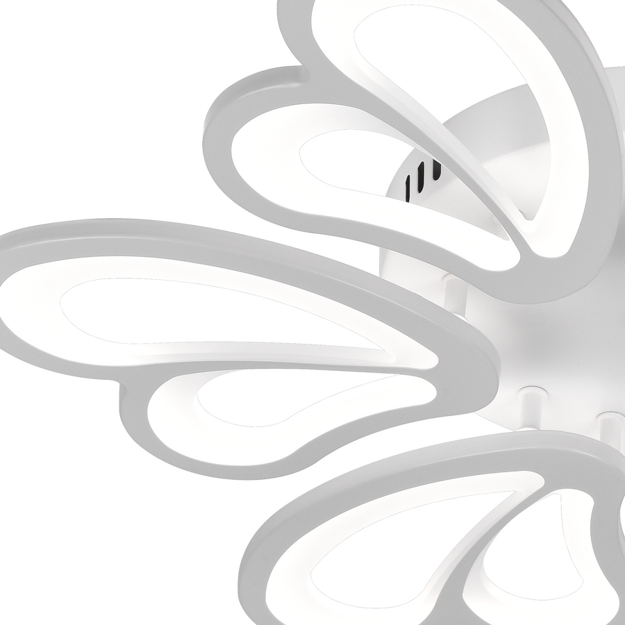 Lustre LED avec télécommande BLOSSOM 78W, 6 pétales, Diamètre 60cm, Lumière Froide/Chaude/Neutre, Dimmable, Blanc