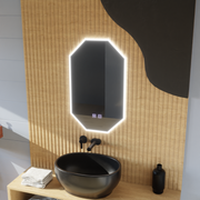 Miroir LED polygone E43S/50X80, système d'éclairage et de désembuage, 50X80cm