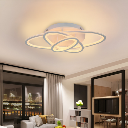 Lustre LED avec télécommande TIANA 83W, 3 Ellipses, Lumière Froide/Chaude/Neutre, Dimmable, Blanc
