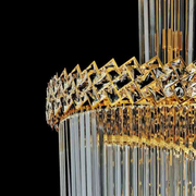 Lustre en cristal CC800/700X2100GD, 33xE14, diamètre 70 cm, hauteur 210 cm, or brillant, hauteur réglable, design élégant