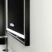 Miroir LED rectangulaire, 120x80cm, Verite Majeste Noir Motion Glow Marcello, système anti-buée, horloge et thermomètre, intensité variable