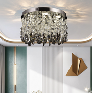 Lustre LED en cristal LLC212/550BU rond, 29 W, lumière froide/chaude/neutre, cristaux, chrome brillant