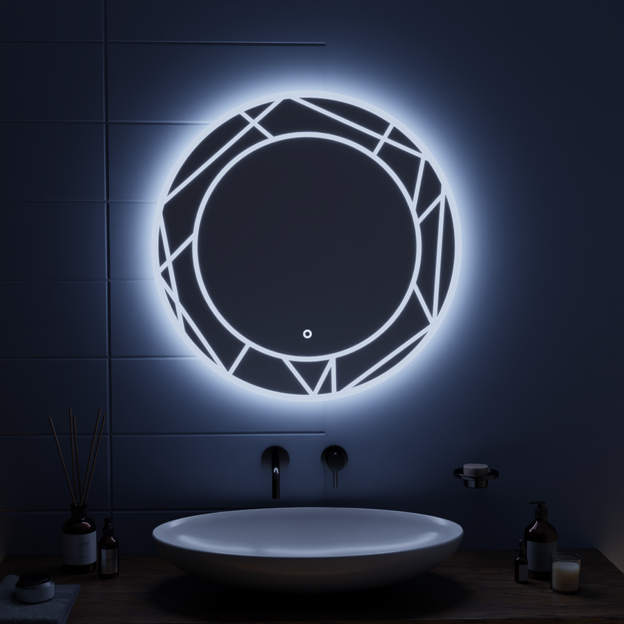Miroir tactile LED ASTRIX, 60 cm, 6000 K, intensité variable, système anti-buée