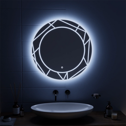 Miroir tactile LED ASTRIX, 70 cm, 6000 K, intensité variable, système anti-buée