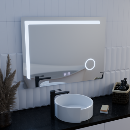 Miroir LED rectangulaire, 80x60cm, Linea Touch, système anti-buée, intensité variable