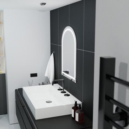 Miroir LED arqué 60x80cm, Arco Touch, système anti-buée, intensité variable