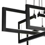 Lustre LED avec télécommande, Suspendu 96W, 4 Éléments, Lumière Froid/Chaud/Neutre, Dimmable, Hauteur réglable, Noir