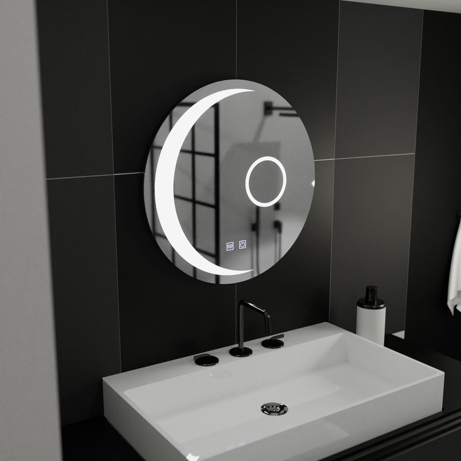 Miroir rond LED, 80 cm, Orbis Touch, système anti-buée, intensité variable, E31S/80X80