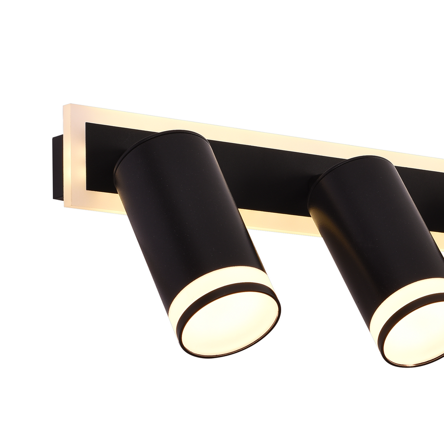 Lustre LED Ellen 46W Lumière Froide/Chaude/Neutre Projecteur Orientable Acrylique et Métal Noir