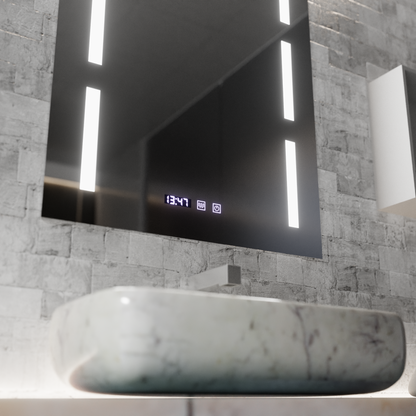 Miroir LED Touch Erich S86/60X80 Système anti-buée, horloge et température 60x80 cm