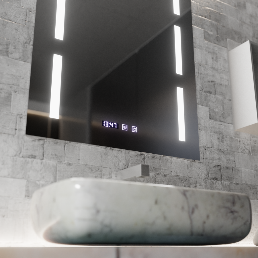 Miroir LED Touch Erich S86/60X80 Système anti-buée, horloge et température 60x80 cm