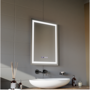 Miroir LED MODENA Touch Système anti-buée, Horloge et Température 60x80 cm