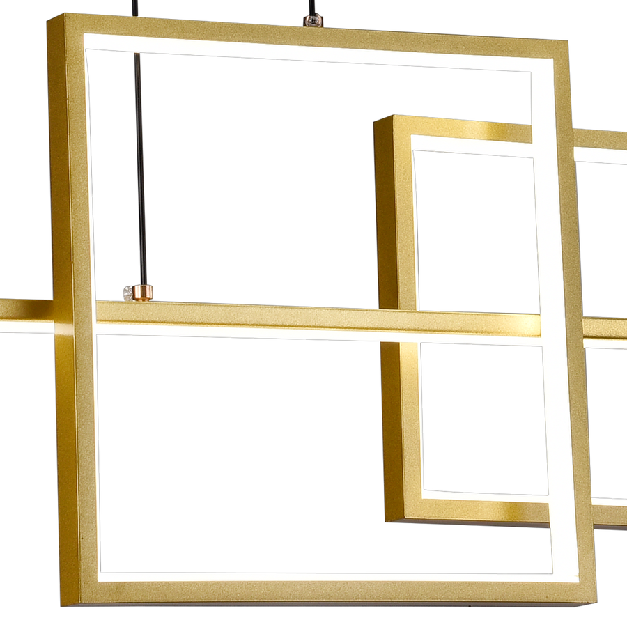 Lustre LED suspendu avec télécommande DENISSE 81W, Lumière Froide/Chaude/Neutre, Dimmable, Or, Hauteur réglable, 2233/4GD
