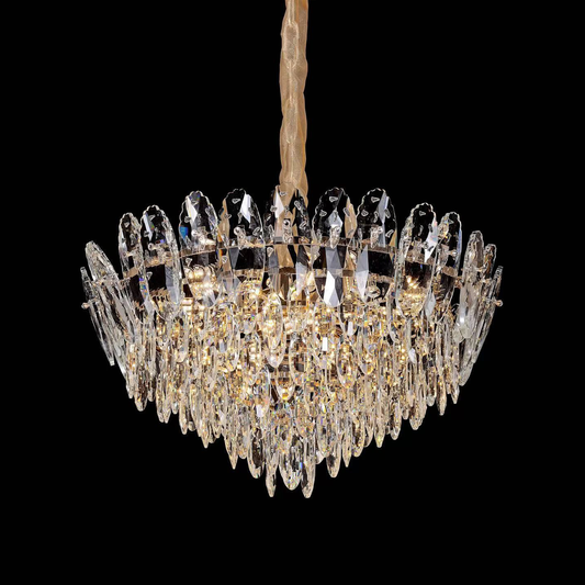 Lustre en cristal, Magno 11xE14, diamètre 60 cm, doré brillant, hauteur réglable, métal et cristal