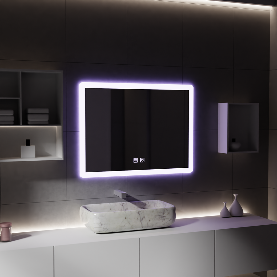 Miroir LED rectangulaire, 80x60cm, Touch VENERA, Système anti-buée, Gradable