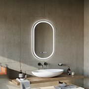 ONIRA Miroir Tactile LED Système de Désembuage, Horloge et Température 50x80 cm