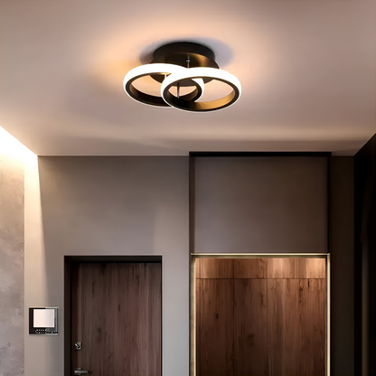 Lustre LED VERTEX CIRCULA 21W, 2 Cercles, Structure en Métal, Lumière Froide/Chaude/Neutre 3000K/4000K/6000K, Noir, Métal