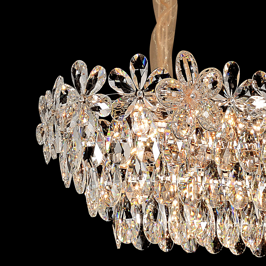 Lustre en cristal Regalis 11x E14, diamètre 85 cm, or brillant, hauteur réglable, métal et cristal