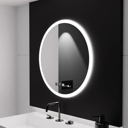 Miroir LED rond 50cm Giulia Sensor MotionGlow Marcello Système anti-buée Horloge & Thermomètre Dimabila