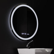 Miroir rond LED, 80 cm, Celeste MotionGlow Marcello, système anti-buée, horloge et thermomètre, intensité variable
