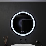 Miroir LED rond, 60 cm, Celeste MotionGlow Marcello, système anti-buée, horloge et thermomètre, intensité variable, lumière froide neutre et chaude 3000K/4000K/6000K
