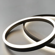 Lustre suspendu LED PAGANO 47W, 3000K/4000K/6000K, 2 Cercles, Noir, Hauteur réglable