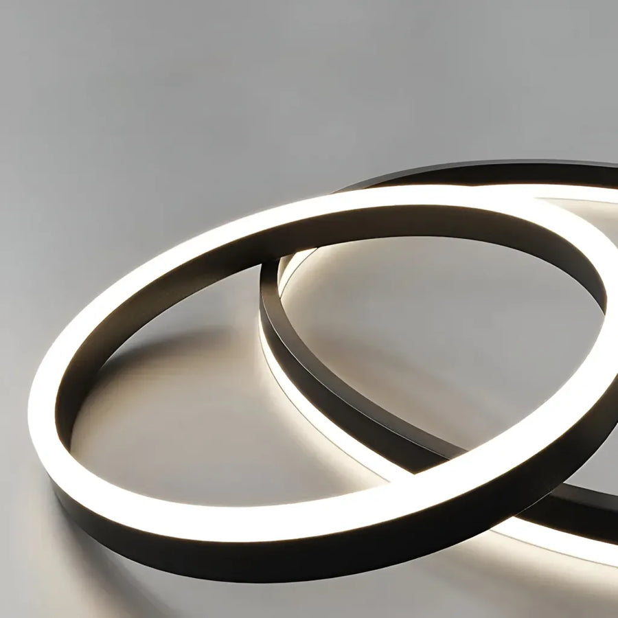 Lustre suspendu LED PAGANO 47W, 3000K/4000K/6000K, 2 Cercles, Noir, Hauteur réglable