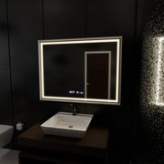 Miroir LED rectangulaire, 120x80 cm, Verite Imperial Silver Motion Glow Marcello, système anti-buée, horloge et thermomètre, intensité variable